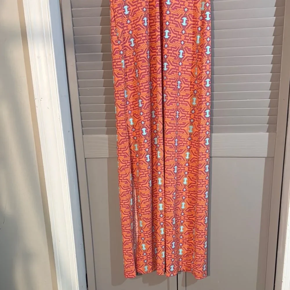 Coral V-Neck Sleeveless Wrap Maxi Dress by (Ellie Kai) size M - Picture 13 of 15